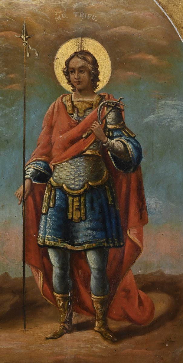 Icona Con Vergine Maria e San Michele - Seconda Metà XIX Secolo-photo-3